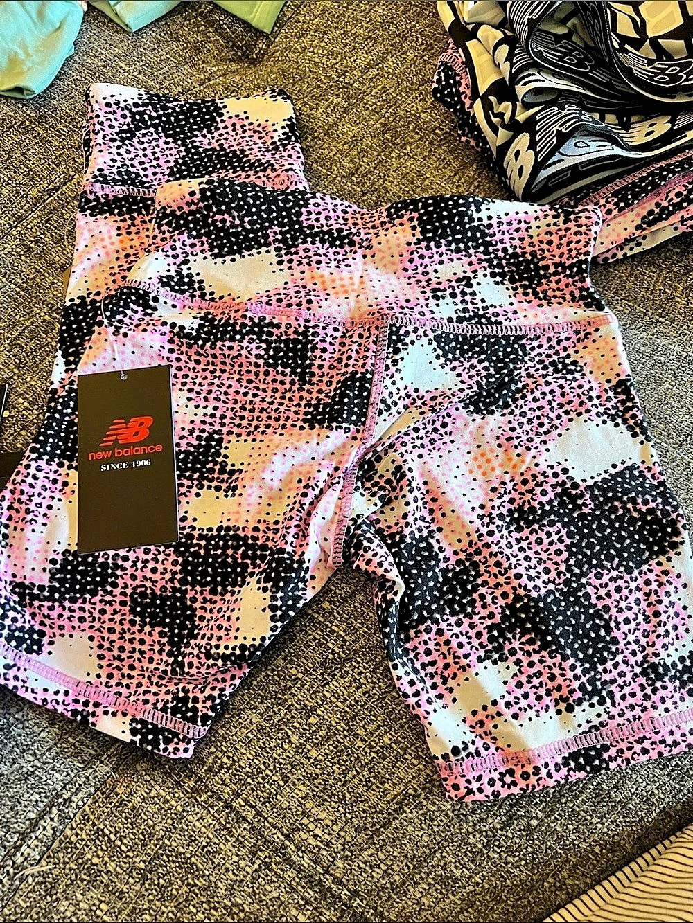 New Balance Printed Athletic Shorts Girls Size Small Pink & Black NWT 2sets of 2